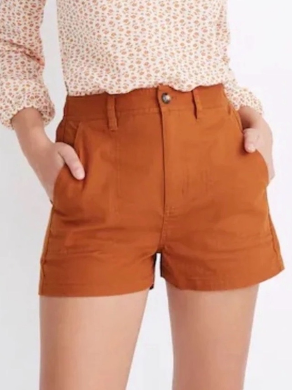 a.n.a High-Waist Rust Brown Cotton Shorts